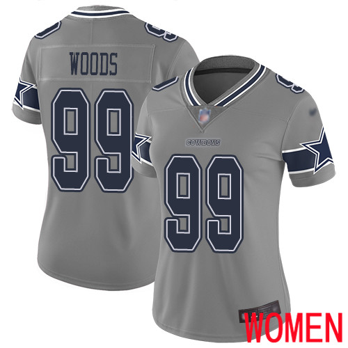 Women Dallas Cowboys Limited Gray Antwaun Woods 99 Inverted Legend NFL Jersey